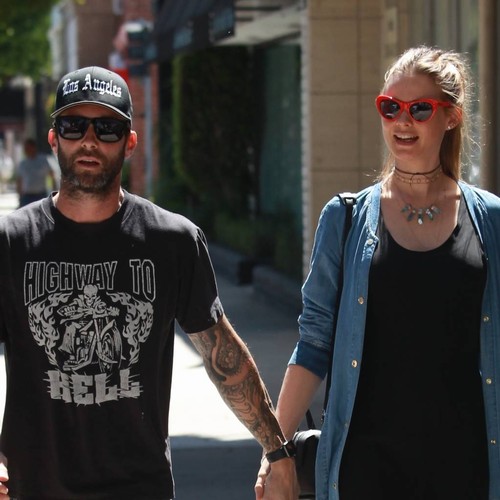 Adam Levine and Behati Prinsloo share first photo of Dusty Rose