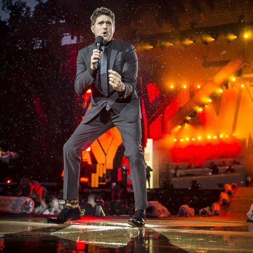 Michael Buble fights back tears as he headlines British festival