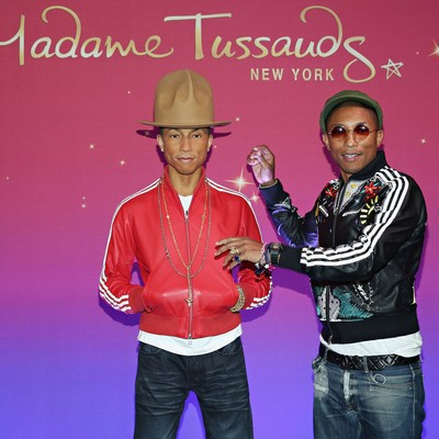 Pharrell freaked out by wax figure