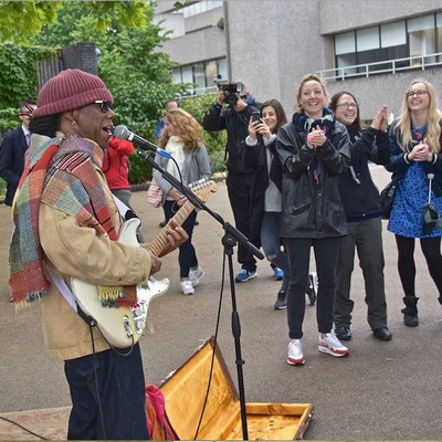 Nile Rodgers busks in London